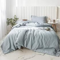 Conjunto de capa de edredom Simple & Opulence 100% linho Dusty Blue King