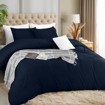 Conjunto de capa de edredom Utopia Bedding 3 peças Queen Navy Blue