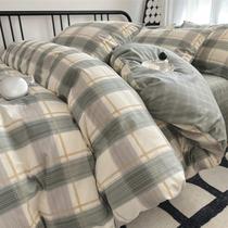 Conjunto de capa de edredom VM VOUGEMARKET Green Plaid Queen Size, 3 unidades Conjunto de capa de edredom VM VOUGEMARKET Green Plaid Queen Size, 3 unidades
