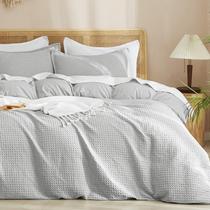 Conjunto de capa de edredon PHF Waffle Weave Twin/Twin XL cinza claro Conjunto de capa de edredon PHF Waffle Weave Twin/Twin XL cinza claro