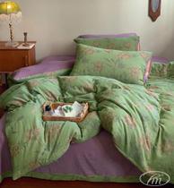 Conjunto de capa de edredon VM VOUGEMARKET Green Flower Twin Size Conjunto de capa de edredon VM VOUGEMARKET Green Flower Twin Size