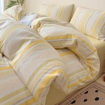 Conjunto de capa de edredon VM VOUGEMARKET, listrado amarelo, queen size