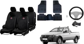 Conjunto de Capa de Volante e Tapetes para Strada 04-11 com Capa de Couro