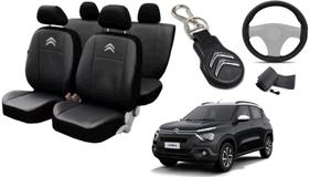 Conjunto de Capa do Citroen C3 2021 a 2024 + Chaveiro e Capa de Volante de Alta Durabilidade