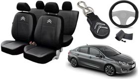 Conjunto de Capa do Citroen C4 2013 a 2019 + Chaveiro e Capa de Volante Funcional e Estiloso