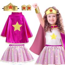 Conjunto de capa e tutu de super-herói Costume Rolewin Wonder Star Conjunto de capa e tutu de super-herói Costume Rolewin Wonder Star