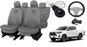 Conjunto de capa Hilux 19-24 couro cinza luxo completo