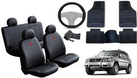Conjunto de Capa Luxo Pajero 1999 a 2008 com Tapete e Volante de Couro