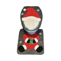 Conjunto De Capa Para Assento De Banheiro De Natal Com Tema De Papai Noel 2 Peças Com Tapete Macio