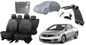 Conjunto de Capa para Honda Civic 2005-2012: Capa de Couro + Capa de Cobrir + Limpador de Parabrisa