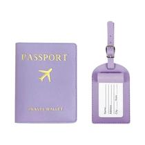 Conjunto De Capa Para Passaporte E Etiqueta De Bagagem Em Couro PU Identificador De Mala Etiqueta De