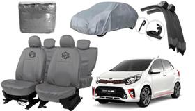 Conjunto de Capa Picanto 2006 a 2019 Couro Cinza + Cobrir