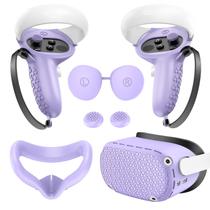 Conjunto de capa protetora de silicone para kit VR Meta Quest 2 roxo