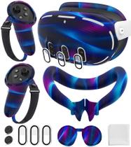 Conjunto de capa protetora de silicone para Oculus/Meta Quest 3 - azul
