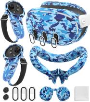 Conjunto de capa protetora de silicone para Oculus/Meta Quest 3 - azul Conjunto de capa protetora de silicone para Oculus/Meta Quest 3 - azul