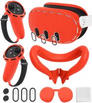 Conjunto de capa protetora de silicone para Oculus/Meta Quest 3 - vermelho Conjunto de capa protetora de silicone para Oculus/Meta Quest 3 - vermelho