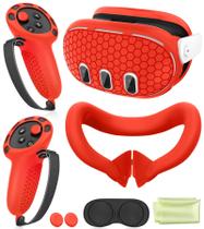 Conjunto de capa protetora para Oculus/Meta Quest 3 - Vermelho