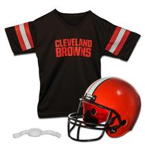 Conjunto de capacete e camisa de futebol Franklin Sports NFL Cleveland Browns Kids - Youth M