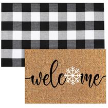 Conjunto de capachos Duraaamo Winter Coir Outdoor Snowflake Christmas