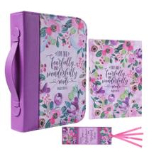 Conjunto de capas bíblicas Faithful Hers em couro PU com caderno