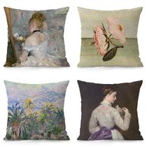 Conjunto de capas de almofada, arte impressionista, estilo vintage Conjunto de capas de almofada, arte impressionista, estilo vintage