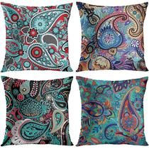Conjunto de capas de almofada Boho Paisley 45x45cm Peach Skin Velvet x4 Conjunto de capas de almofada Boho Paisley 45x45cm Peach Skin Velvet x4