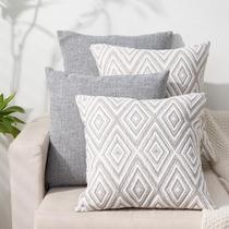 Conjunto de capas de almofadas decorativas HPUK Poliéster 45x45cm Cinza x4