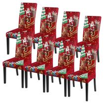 Conjunto de capas de cadeira Searchi Christmas Set de 8 Papai Noel e Alce Conjunto de capas de cadeira Searchi Christmas Set de 8 Papai Noel e Alce