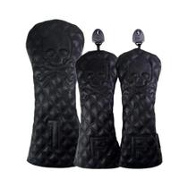 Conjunto De Capas De Couro Preto Para Cabeça De Taco De Golfe Para Driver, Fairway Wood E Hybrid Com