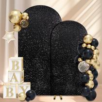 Conjunto de capas de fundo Fanqisi Black Arch 2 180x220cm Sparkly