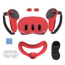 Conjunto de capas de silicone para Meta Oculus Quest 3 VR, 7 peças, vermelho
