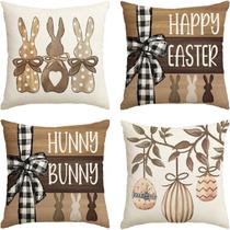 Conjunto de capas de travesseiro de linho decorativo Easter Bunny x4 45x45cm