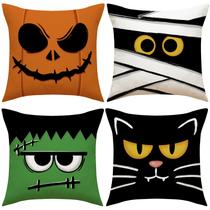Conjunto de capas de travesseiro Halloween Spooky Pumpkin Mummy Frankenstein