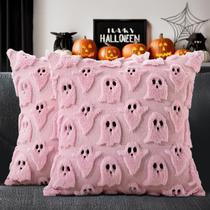Conjunto de capas de travesseiro MIULEE de Halloween de 2 pelúcias rosa de 46 x 46 cm