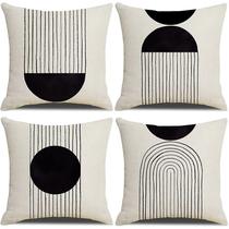 Conjunto de capas de travesseiro Modern Abstract Line Preto Branco x4