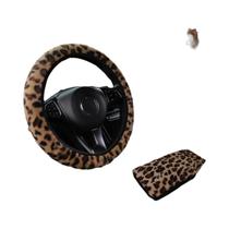 Conjunto De Capas De Volante De Pelúcia Com Estampa De Leopardo Para Inverno, 4 Peças, Confortável,