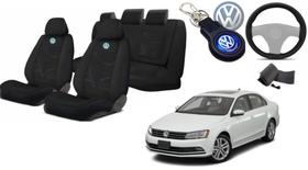 Conjunto de Capas Elegantes para Bancos e Volante do Jetta 2015-2020 + Brinde Volkswagen Conjunto de Capas Elegantes para Bancos e Volante do Jetta 2015-2020 + Brinde Volkswagen