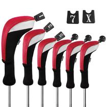 Conjunto de capas para a cabeça do clube de golfe Andux Long Neck, 6 peças (preto/vermelho)