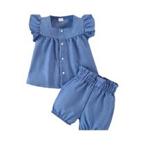 Conjunto de Cardigan e Shorts Jeans para Bebês - Moda Casual de Verão