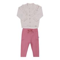 Conjunto de Cardigan em Tricô e Calça Molecotton Paraíso