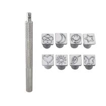 Conjunto de carimbos com padrão de metal Co-Link, 8 peças de aço carbono Conjunto de carimbos com padrão de metal Co-Link, 8 peças de aço carbono