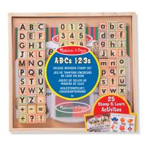 Conjunto de carimbos de brinquedo Melissa & Doug Deluxe Wooden ABCs 123s 3+