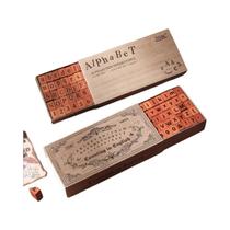 Conjunto De Carimbos De Madeira Vintage Com Letras E Números Em Inglês Para Diário, Memórias