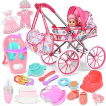 Conjunto de Carrinho para Boneca Bebê ALLROAD 12,5" com Acessórios Conjunto de Carrinho para Boneca Bebê ALLROAD 12,5" com Acessórios