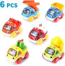 Conjunto de carrinhos de brinquedo para crianças de 1 a 3 anos, Pull Back, 6 veículos Conjunto de carrinhos de brinquedo para crianças de 1 a 3 anos, Pull Back, 6 veículos