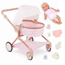 Conjunto de carrinhos Doll & Twin LullaBaby Pink Stars de 14 polegadas Conjunto de carrinhos Doll & Twin LullaBaby Pink Stars de 14 polegadas