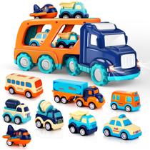 Conjunto de carros de brinquedo Forty4, pacote com 9 unidades, caminhão de transporte grande e 8 carros