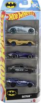 Conjunto de carros de brinquedo Hot Wheels Batman 1:64 Die-Cast, pacote com 5
