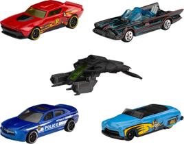Conjunto de carros de brinquedo Hot Wheels Batman, pacote com 5, escala 1:64 Conjunto de carros de brinquedo Hot Wheels Batman, pacote com 5, escala 1:64