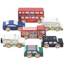 Conjunto de carros de brinquedo Le Toy Van London Premium de madeira, pacote com 7 unidades para crianças a partir de 3 anos